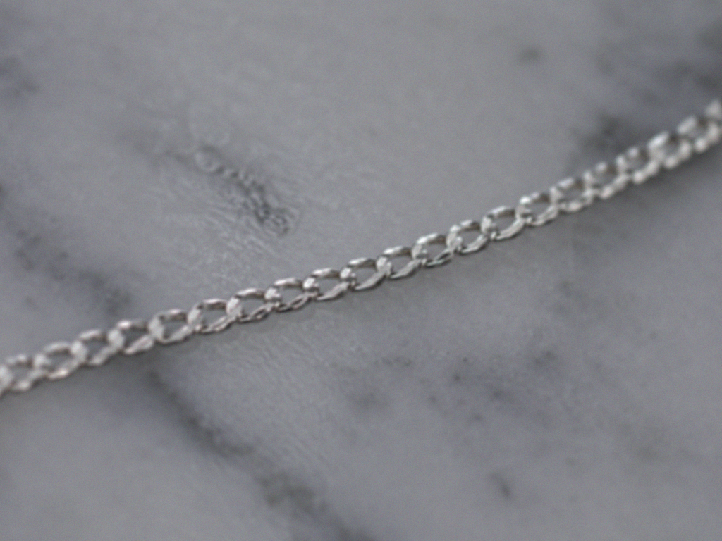 Sterling Silver Diamond Cut Curb Chain Necklace (Adjustable 41-46cm)