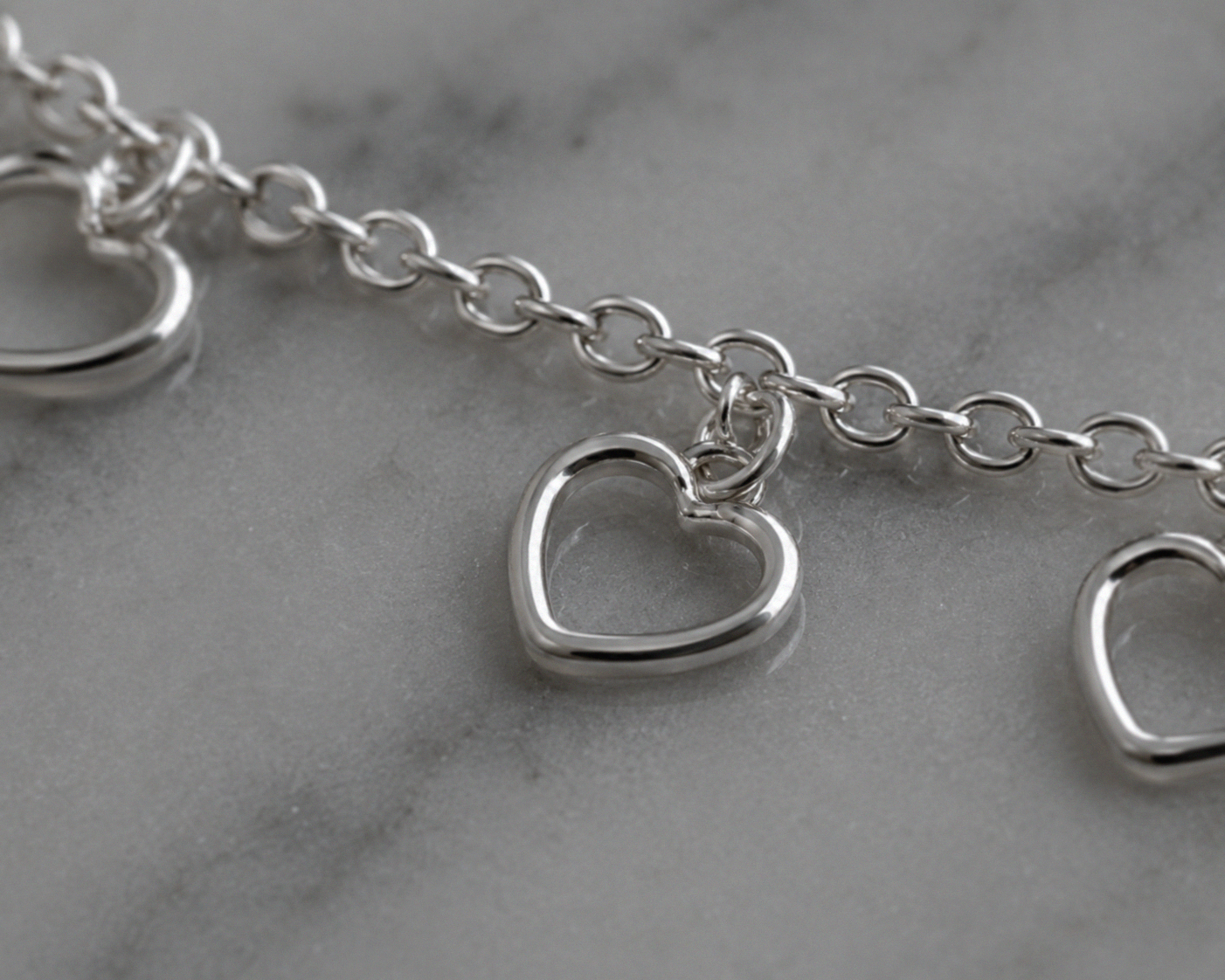 Sterling Silver Multi Heart Anklet 23–28cm