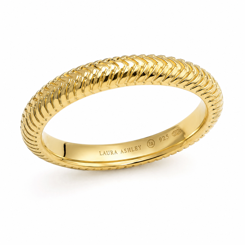 Laura Ashley Gold Plated Silver Basket Weave Band Ring