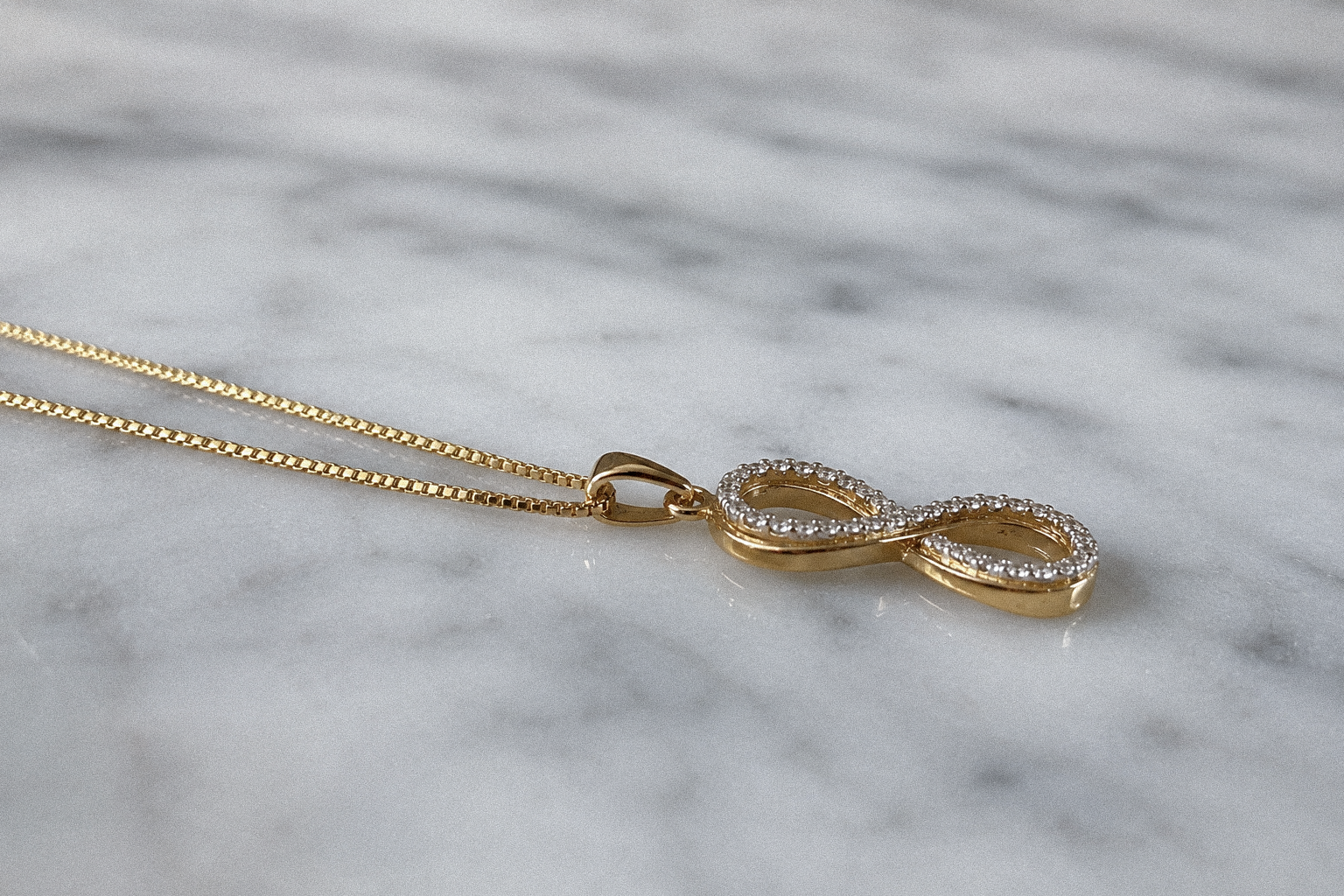 9ct Yellow Gold Cubic Zirconia Infinity Pendant Necklace