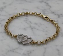 9ct Yellow Gold Cubic Zirconia Double Heart Children's Bracelet