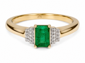 9ct Yellow Gold Emerald & Diamond Art Deco Statement Ring