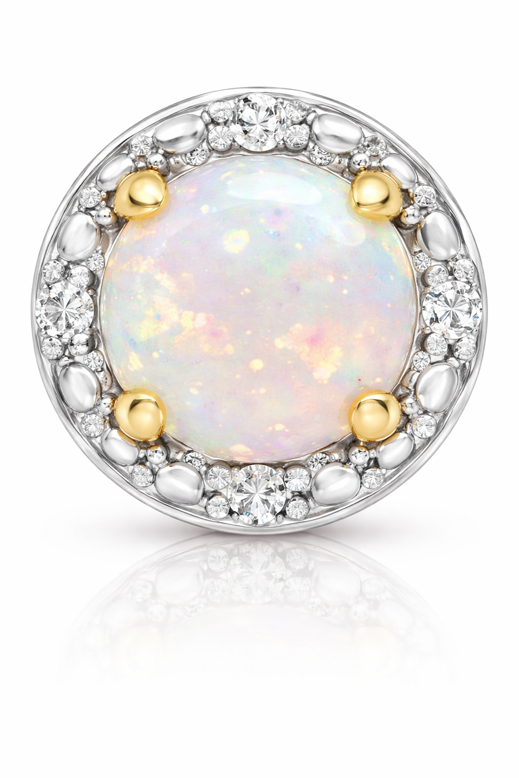 9ct Yellow Gold Opal Stud Earrings with Diamond Halo