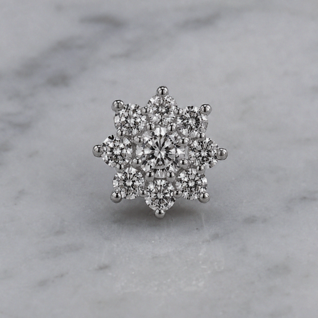 Silver Cubic Zirconia Cluster Stud Earrings