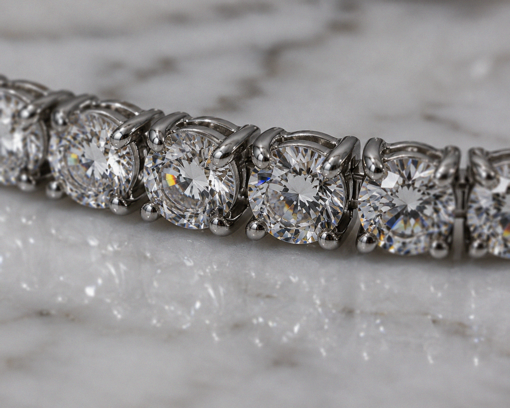 Sterling Silver Moissanite Half Tennis Slider Bracelet