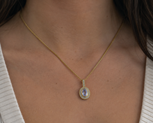 9ct Yellow Gold Blue Moonstone & White Topaz Necklace