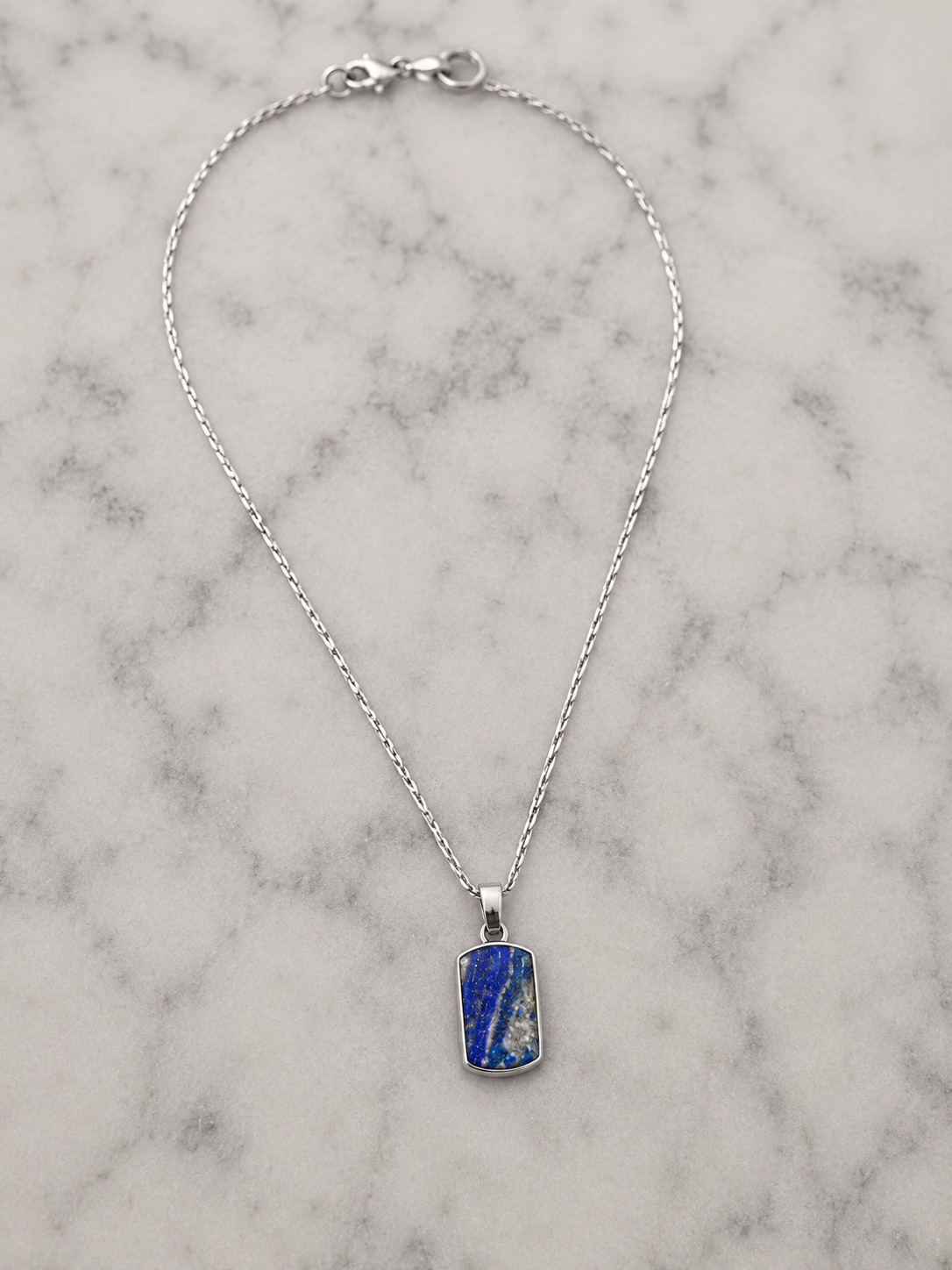 Fred Bennett Stainless Steel Lapis Lazuli Dog Tag Pendant