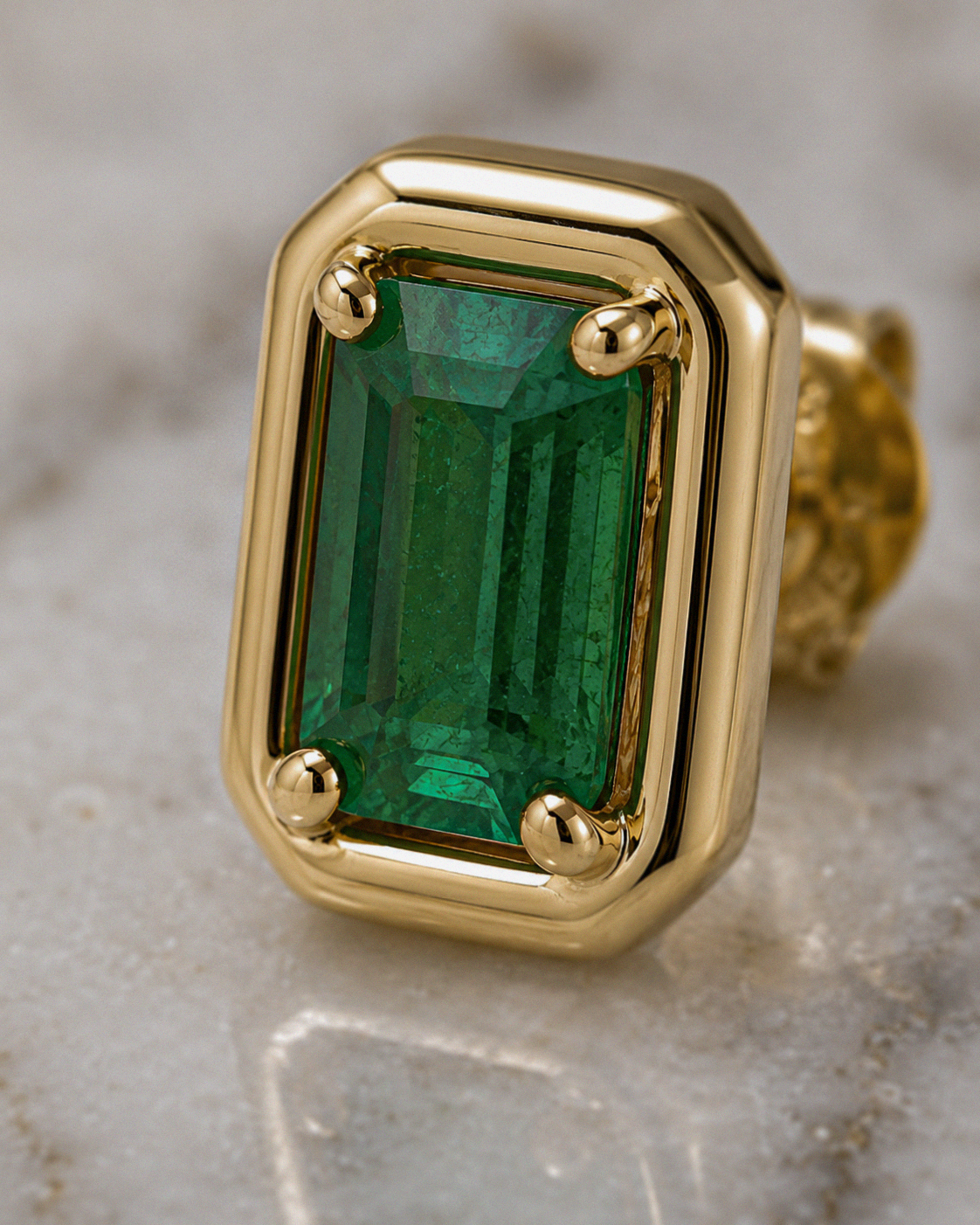 Chunky Emerald Stud Earrings in 9ct Yellow Gold