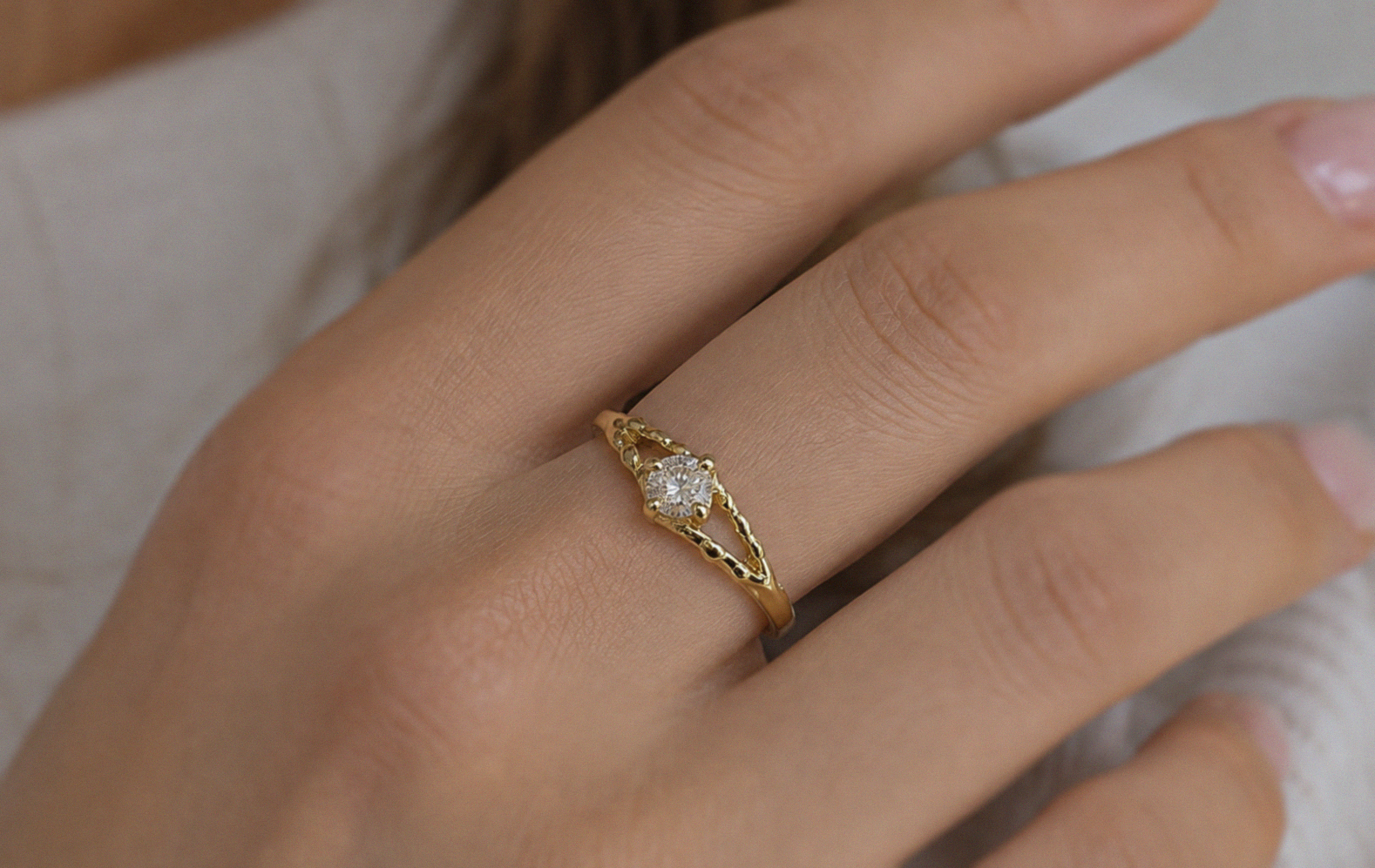 Banyan 18ct Gold Vermeil Lab-Grown Diamond Solitaire Ring
