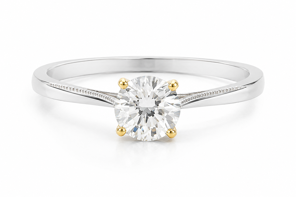 14ct White & Yellow Gold 1ct Diamond Solitaire Engagement Ring