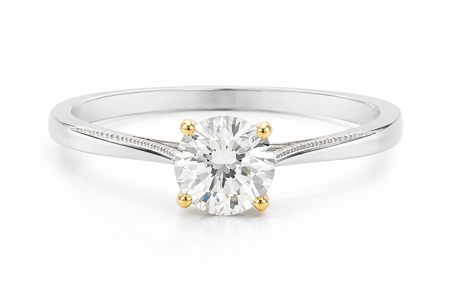 14ct White & Yellow Gold 1ct Diamond Solitaire Engagement Ring
