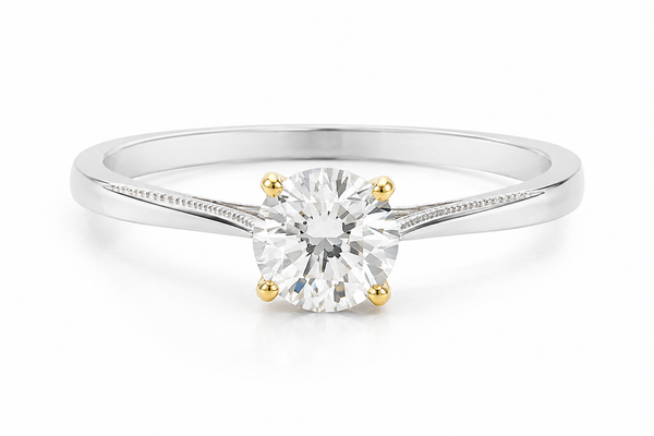 14ct White & Yellow Gold 1ct Diamond Solitaire Engagement Ring