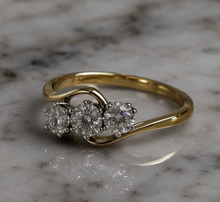 18ct Two-Tone Gold 1.00ct Diamond Swirl Trilogy Engagement Ring