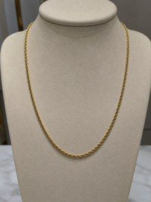 9ct Yellow Gold 2.2mm Hollow Rope Chain Necklace 16–22 Inch