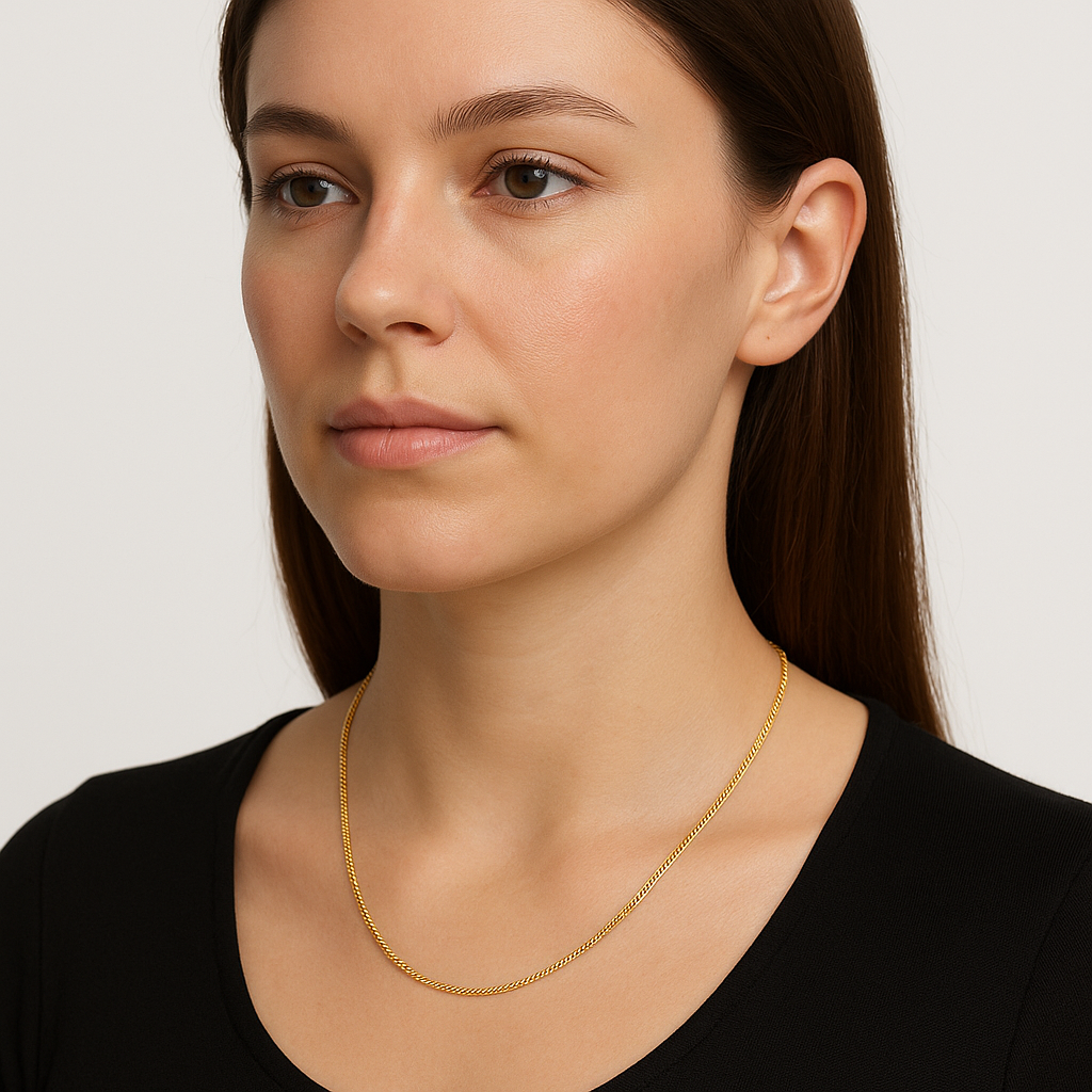 18ct Gold Pendant Curb Chain – 18” (Italian Made)- PRE ORDER