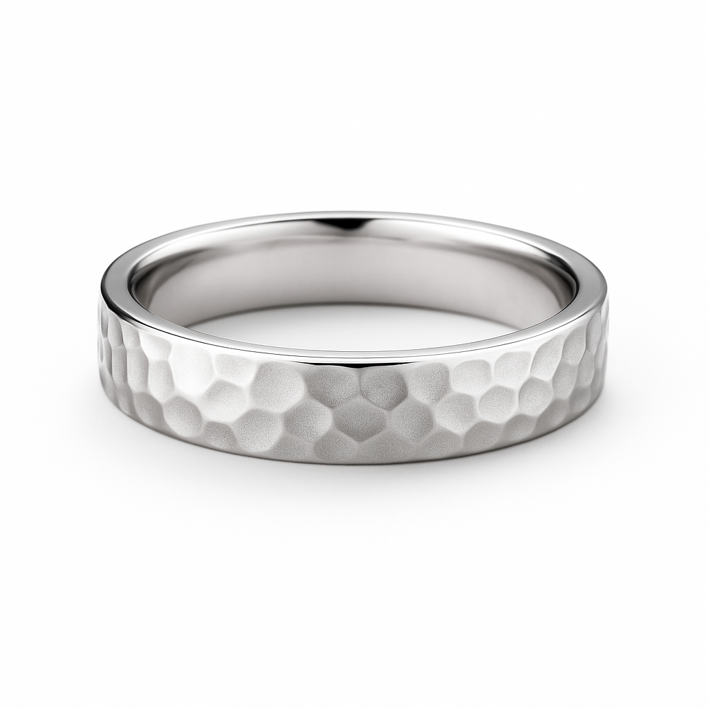 Hammered Sterling Silver Unisex Band Ring