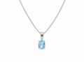 9ct White Gold Swiss Blue Topaz Oval Pendant Necklace