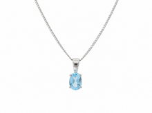 9ct White Gold Swiss Blue Topaz Oval Pendant Necklace