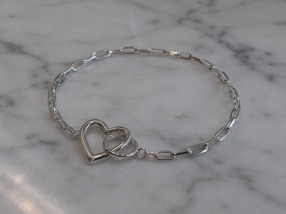 Sterling Silver Heart Connection Chain Bracelet