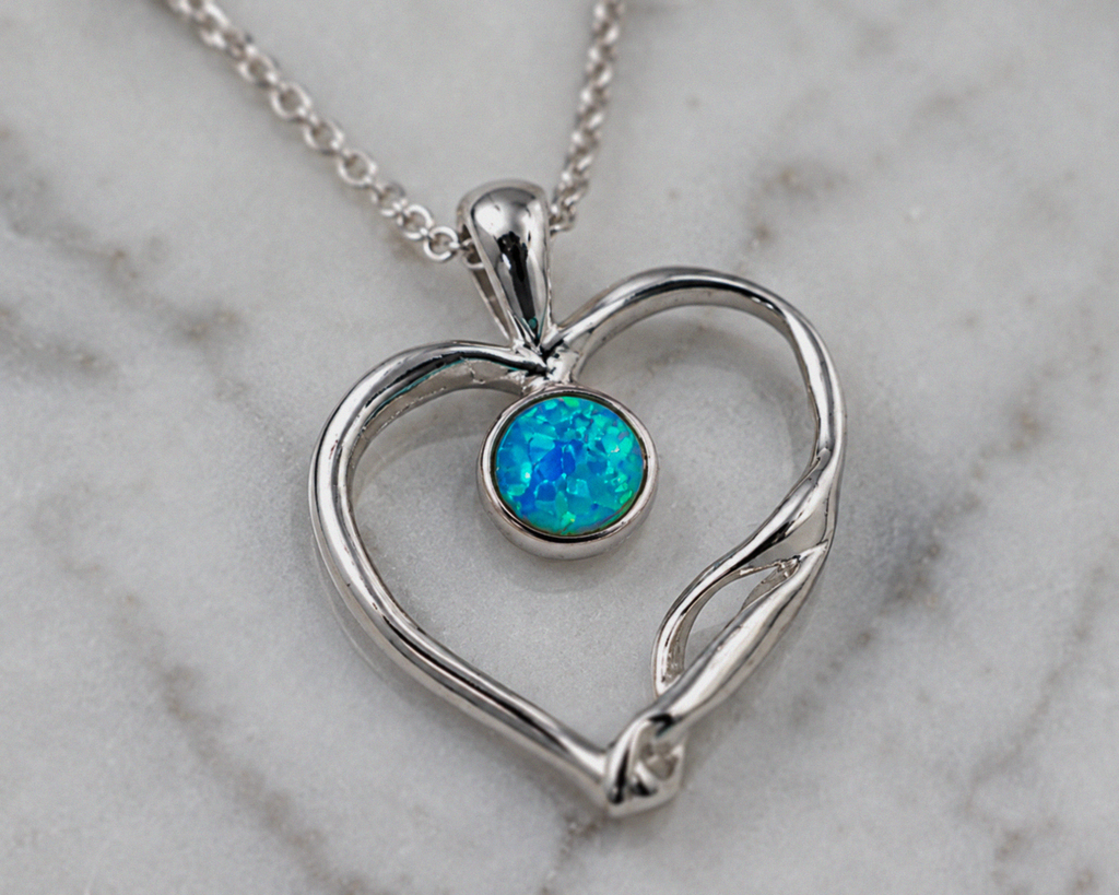 Banyan Blue Opalite Open Heart Pendant Necklace