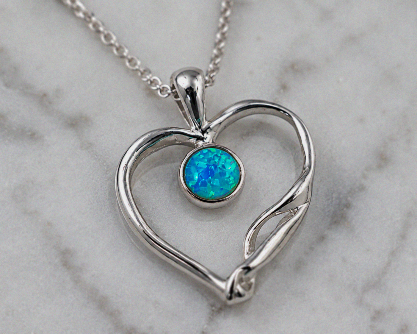 Banyan Blue Opalite Open Heart Pendant Necklace