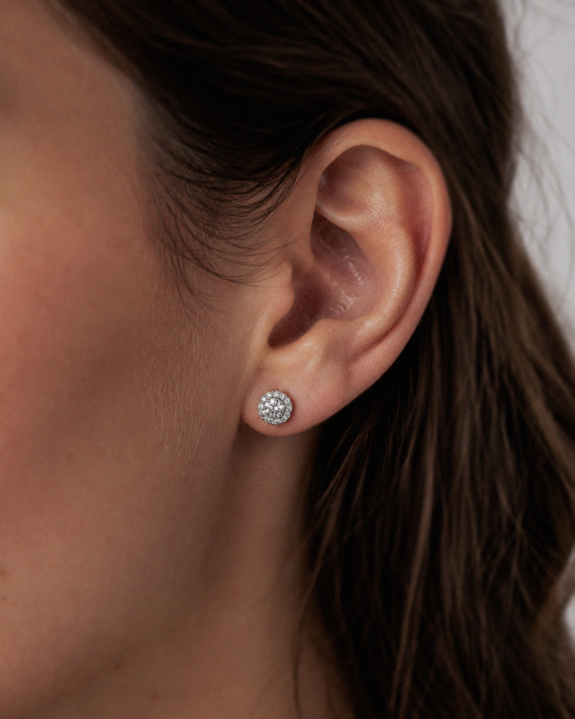 Silver Cubic Zirconia Cluster Halo Stud Earrings