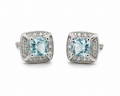 9ct White Gold Aquamarine & Diamond Stud Earrings