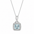 9ct White Gold Aquamarine & Diamond Twist Pendant with Diamond-Cut Curb Chain