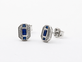 9ct White Gold Sapphire & Diamond Channel Stud Earrings