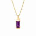 9ct Yellow Gold Elongated Amethyst Pendant Necklace