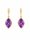 9ct Yellow Gold Flame Cut Amethyst Drop Earrings