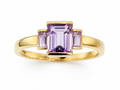 9ct Yellow Gold Trilogy Rose de France Amethyst Ring