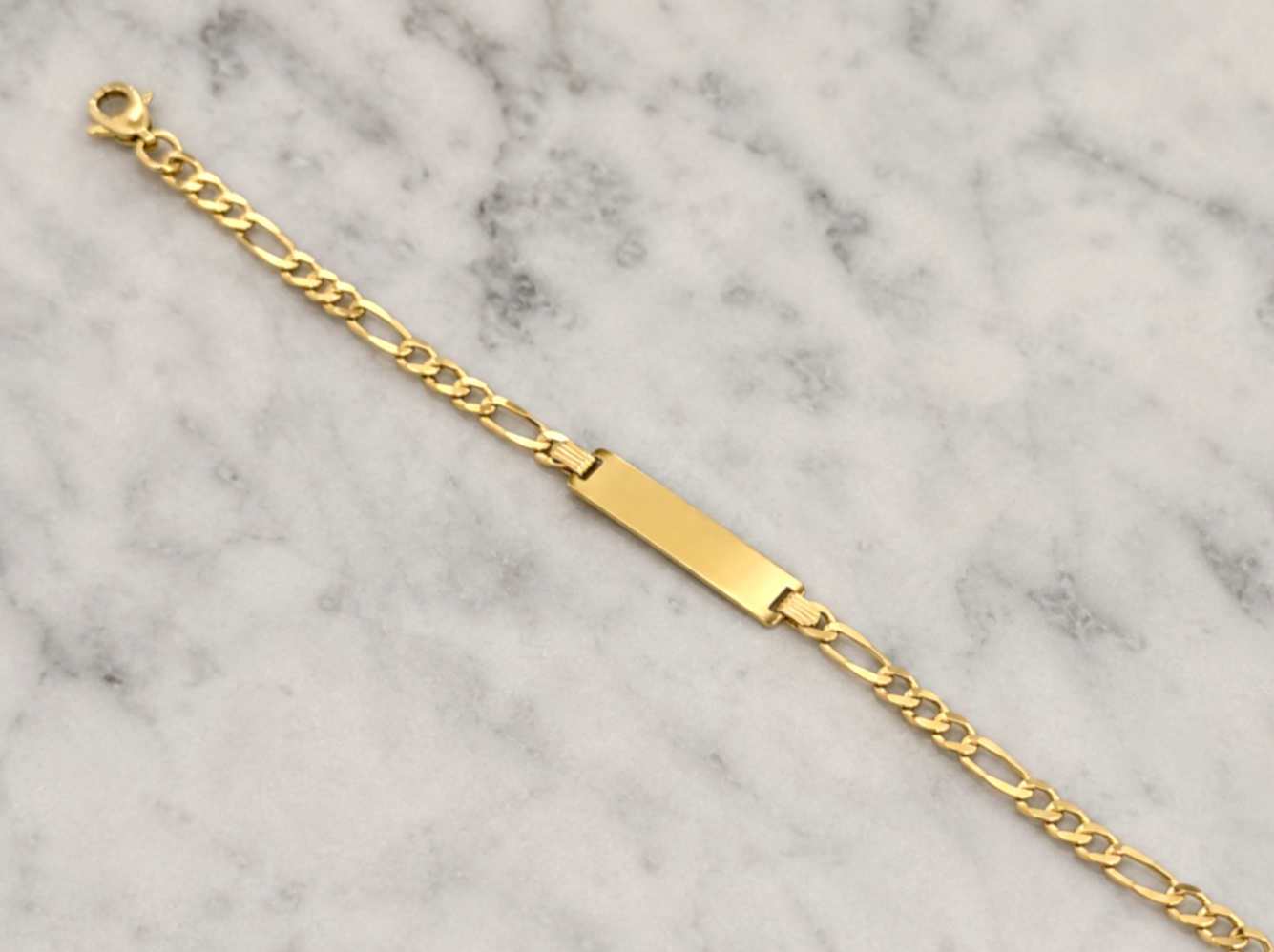 9ct Gold Kids Figaro ID Bracelet – 6.5”