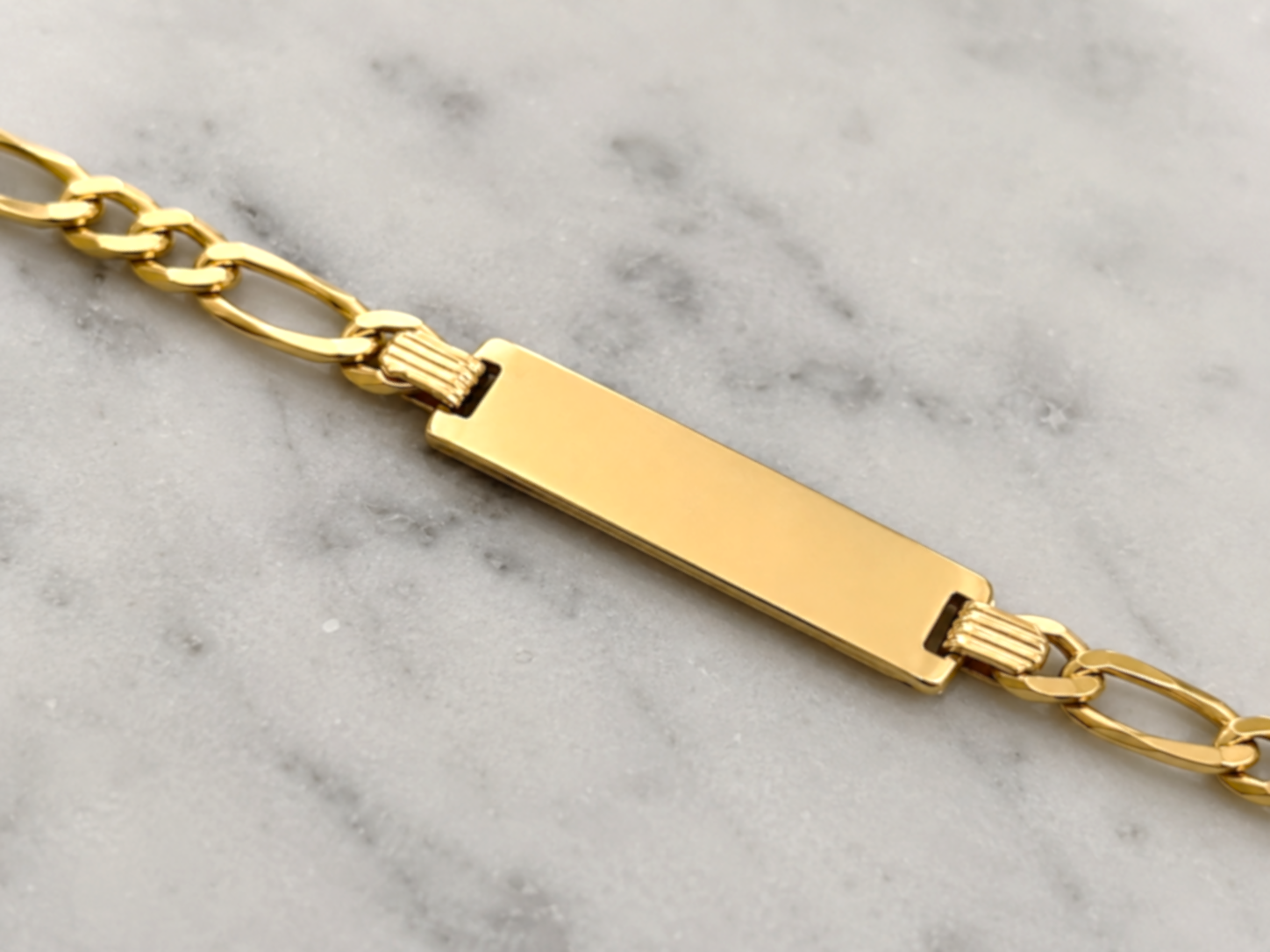 9ct Gold Kids Figaro ID Bracelet – 6.5”