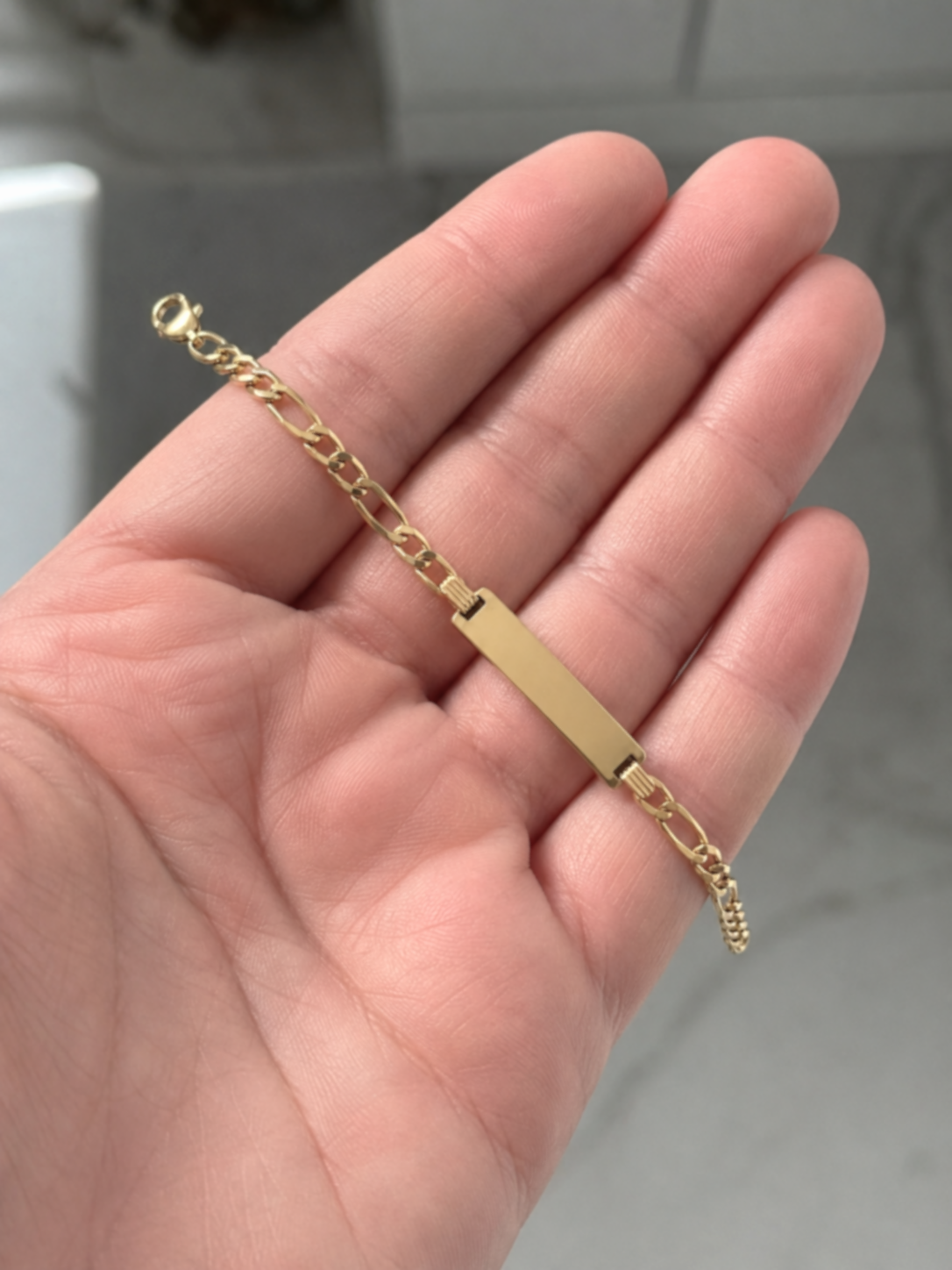 9ct Gold Kids Figaro ID Bracelet – 6.5”