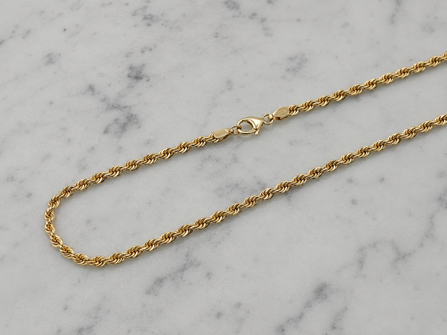 9ct Yellow Gold 3.2mm Hollow Rope Chain – Multiple Lengths Available