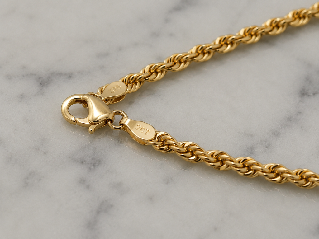 9ct Yellow Gold 3.2mm Hollow Rope Chain – Multiple Lengths Available