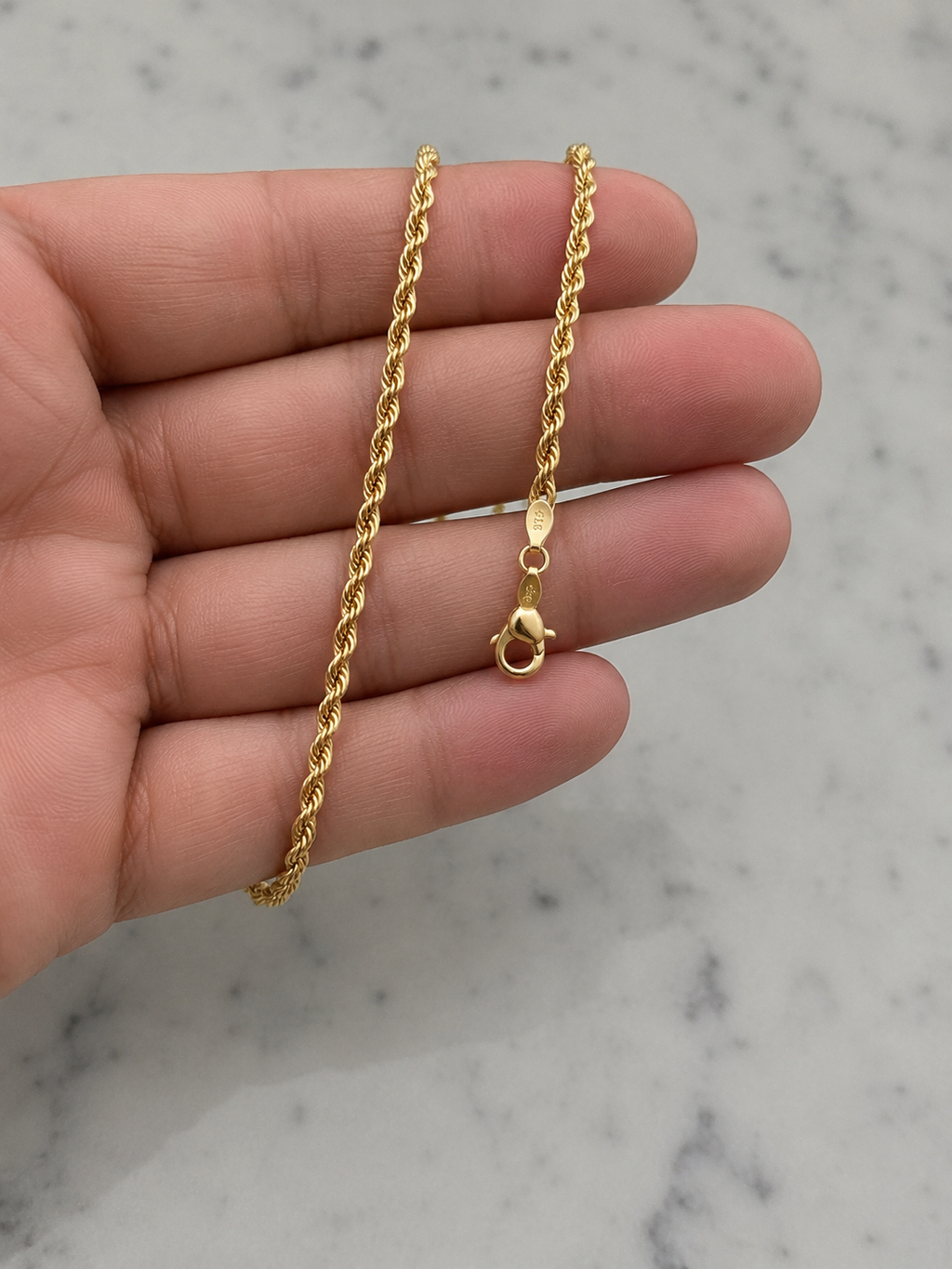 9ct Yellow Gold 3.2mm Hollow Rope Chain – Multiple Lengths Available