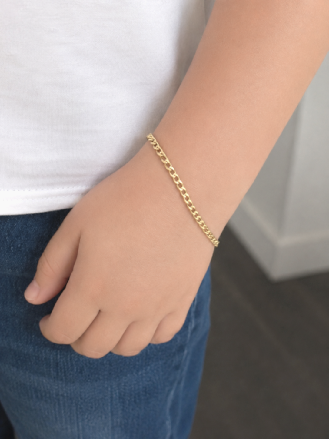 9ct Yellow Gold Children’s Curb Bracelet – 5”