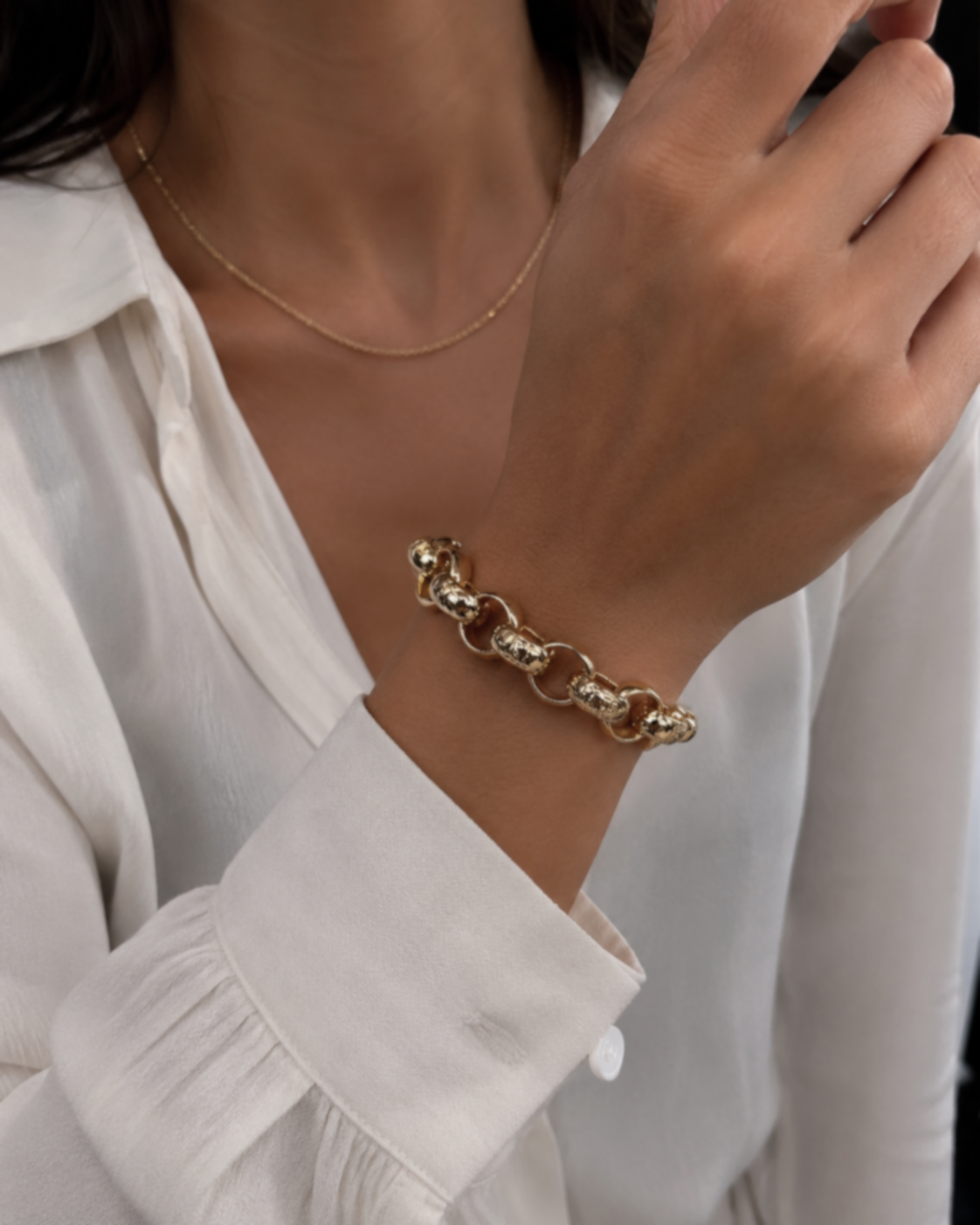 9ct Yellow Gold Engraved & Plain Belcher Bracelet – 13mm