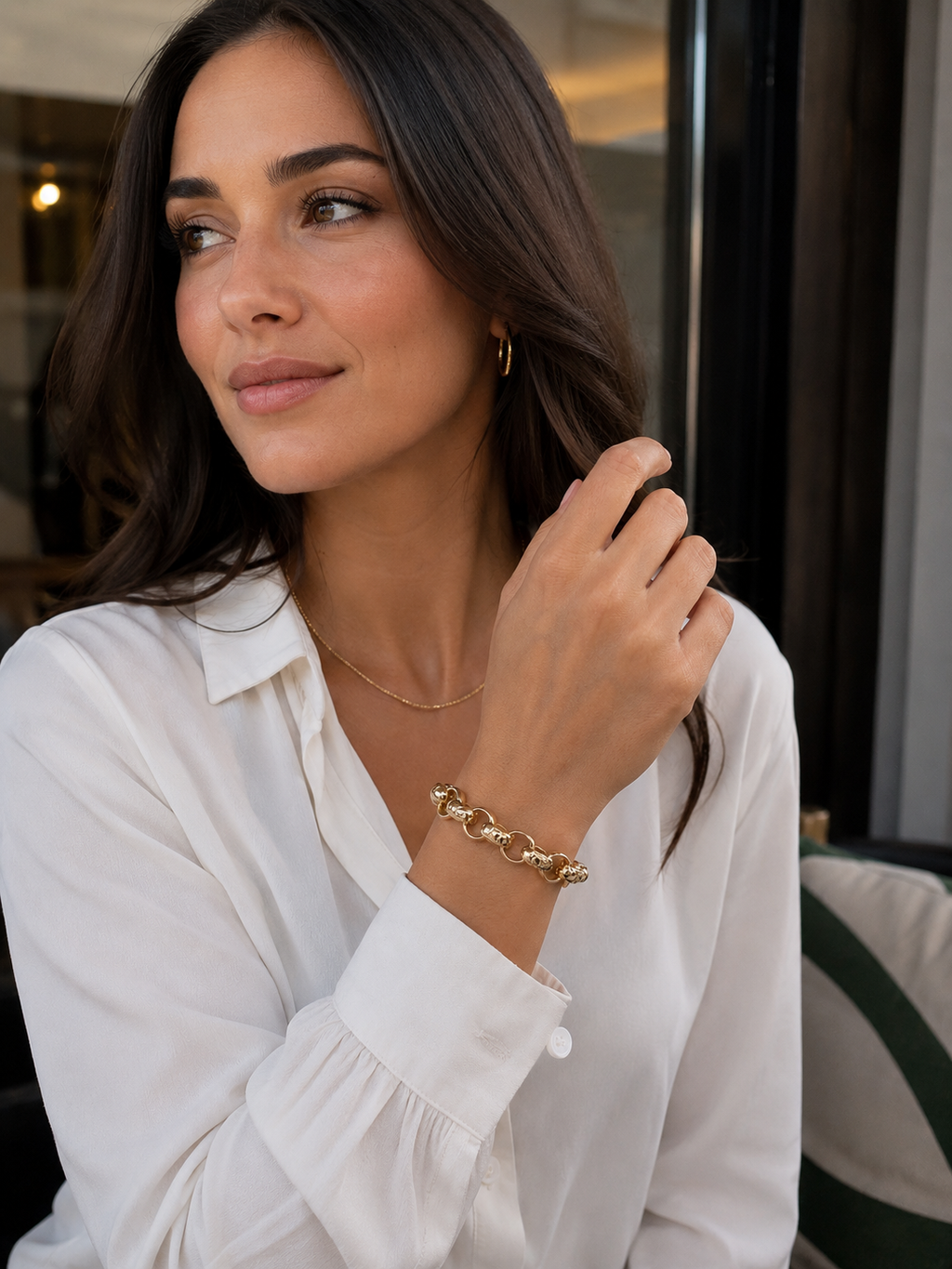 9ct Yellow Gold Engraved & Plain Belcher Bracelet – 13mm