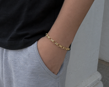 9ct Yellow Gold Engraved & Plain Belcher Bracelet – 6.5