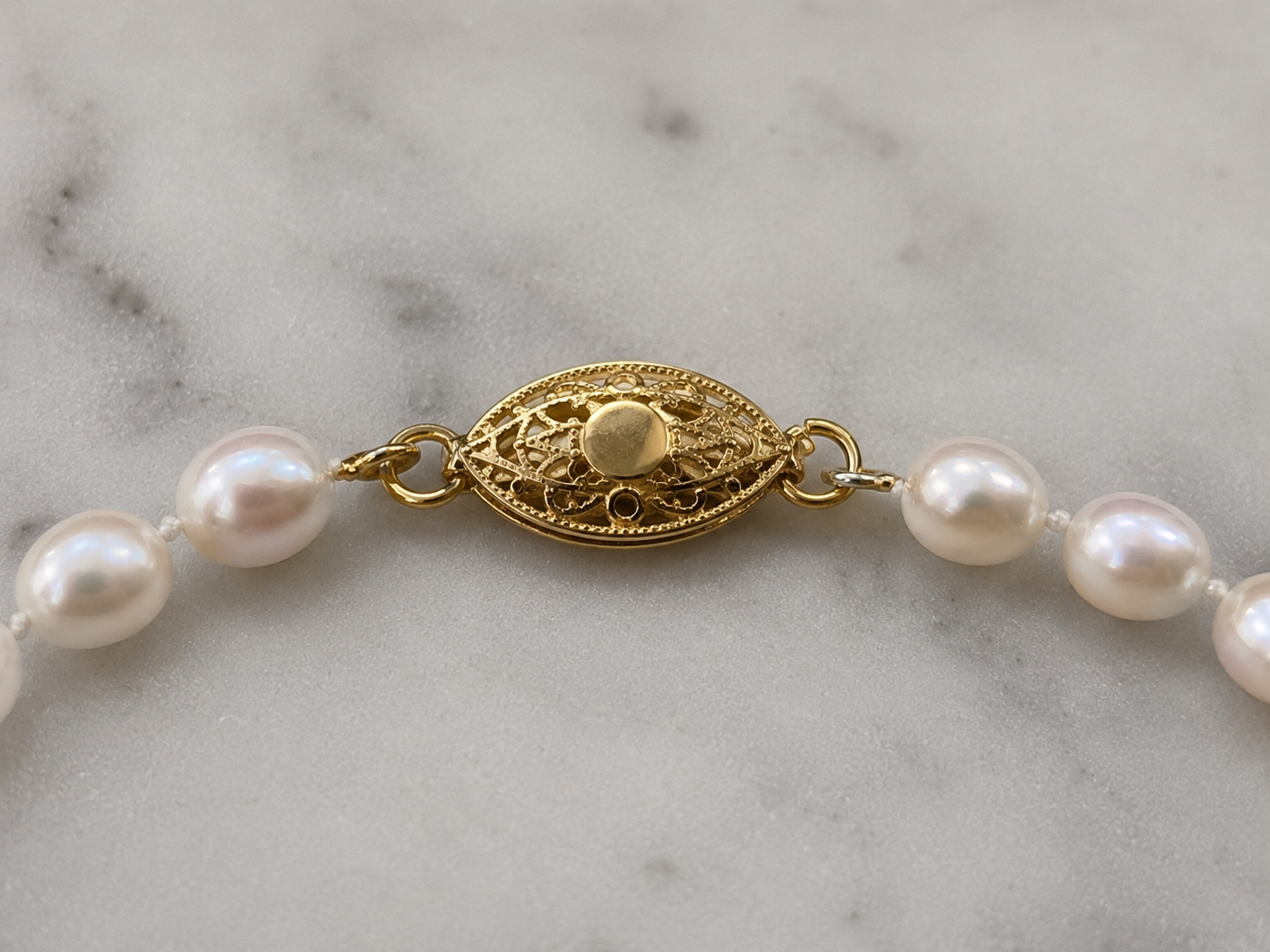 9ct Yellow Gold Freshwater Pearl & Diamond Flower Necklace