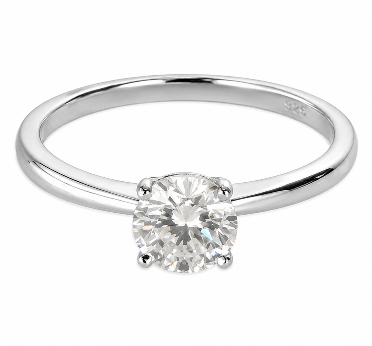 Sterling Silver Moissanite Solitaire Ring – 1.00ct Diamond Equivalent