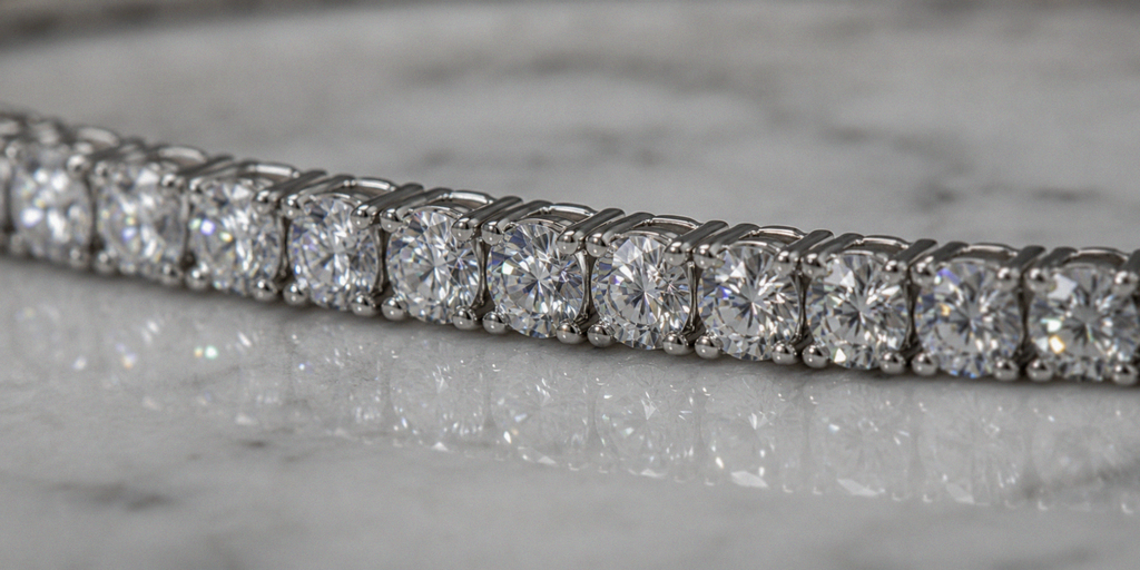 18ct White Gold Lab-Grown Diamond Tennis Bracelet