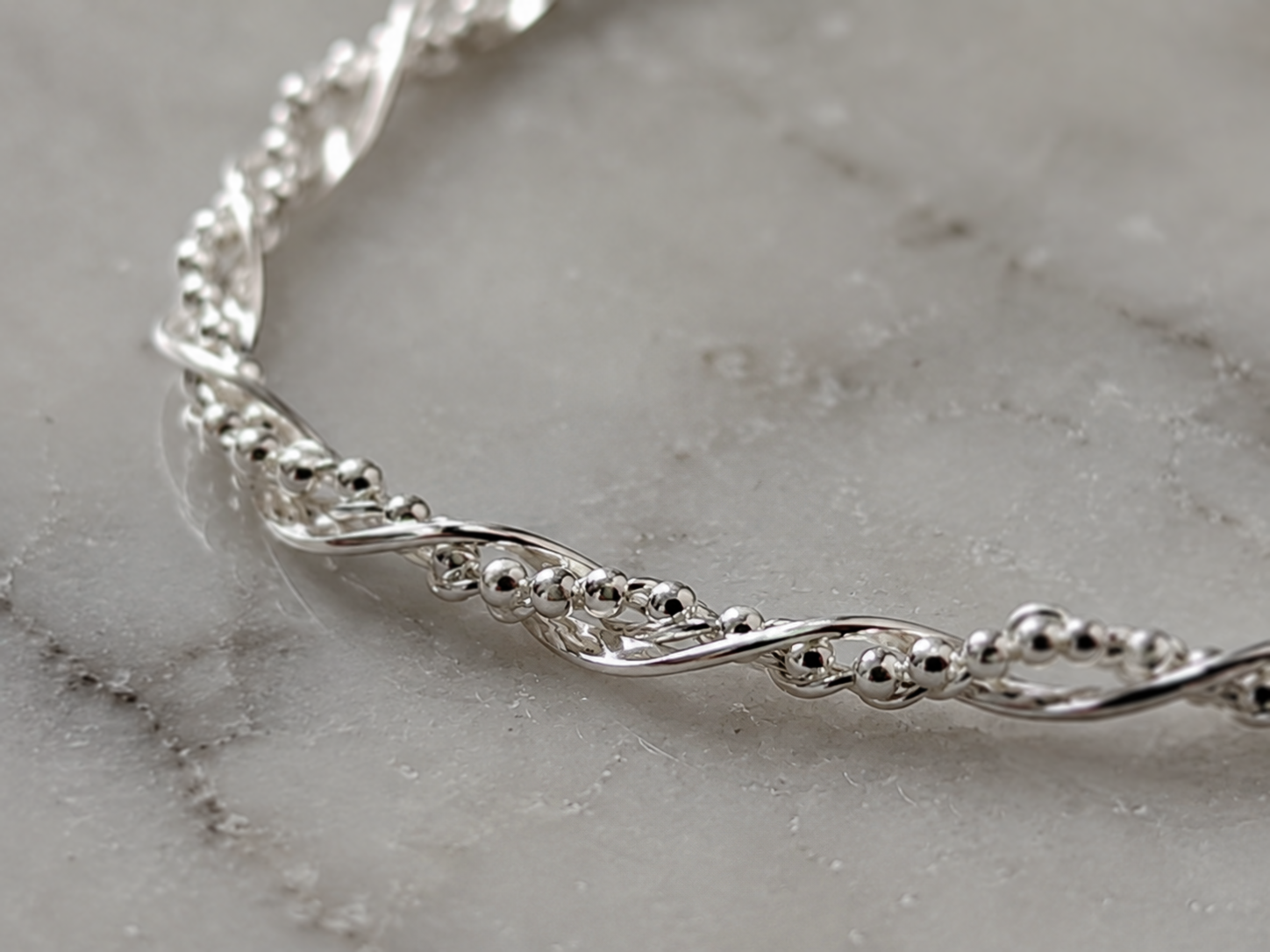 Sterling Silver Twisted Chain Charm Bracelet