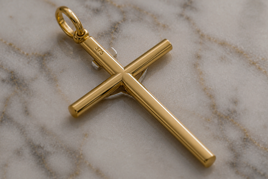 9ct Yellow & White Gold Crucifix Cross Pendant