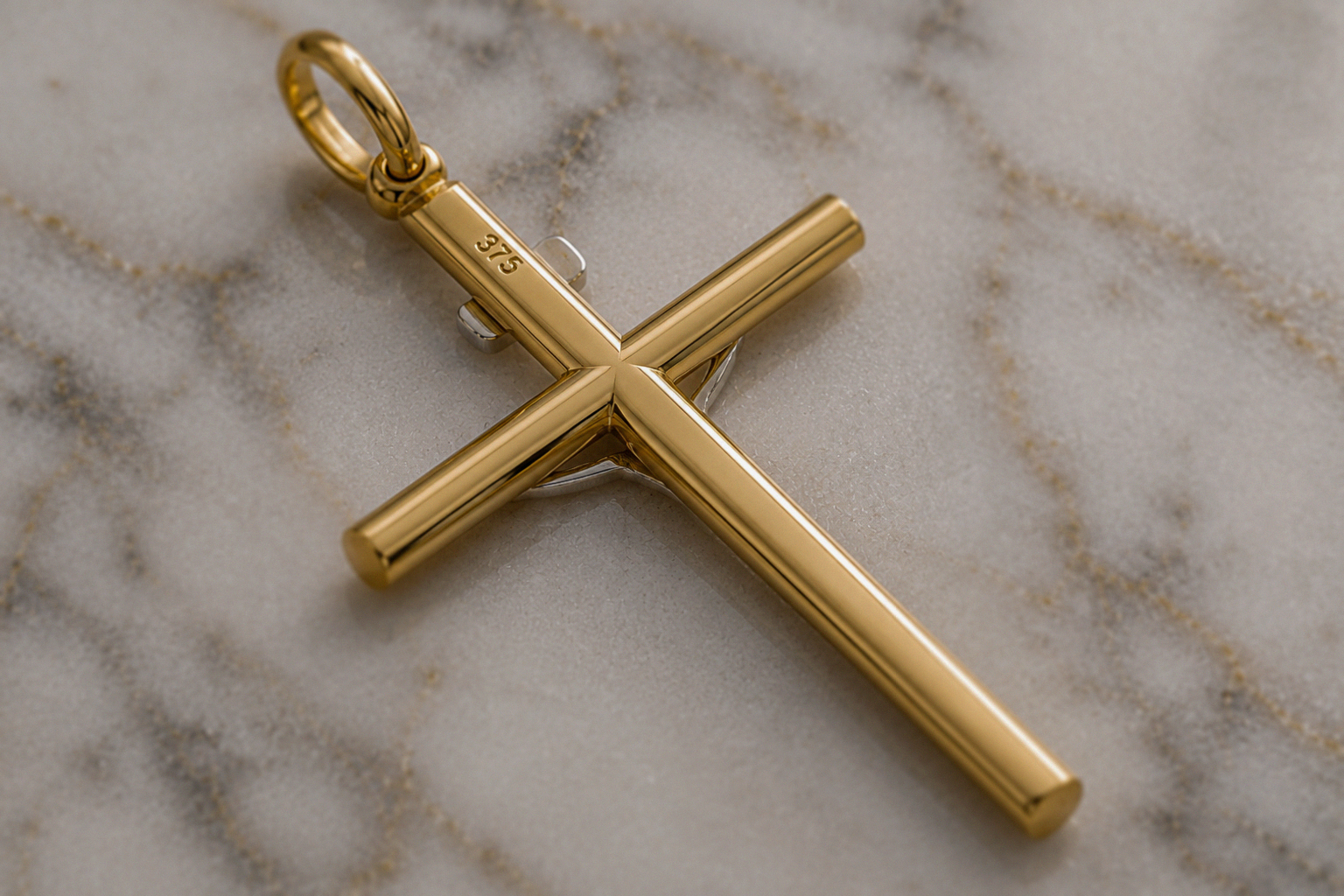 9ct Yellow & White Gold Crucifix Cross Pendant