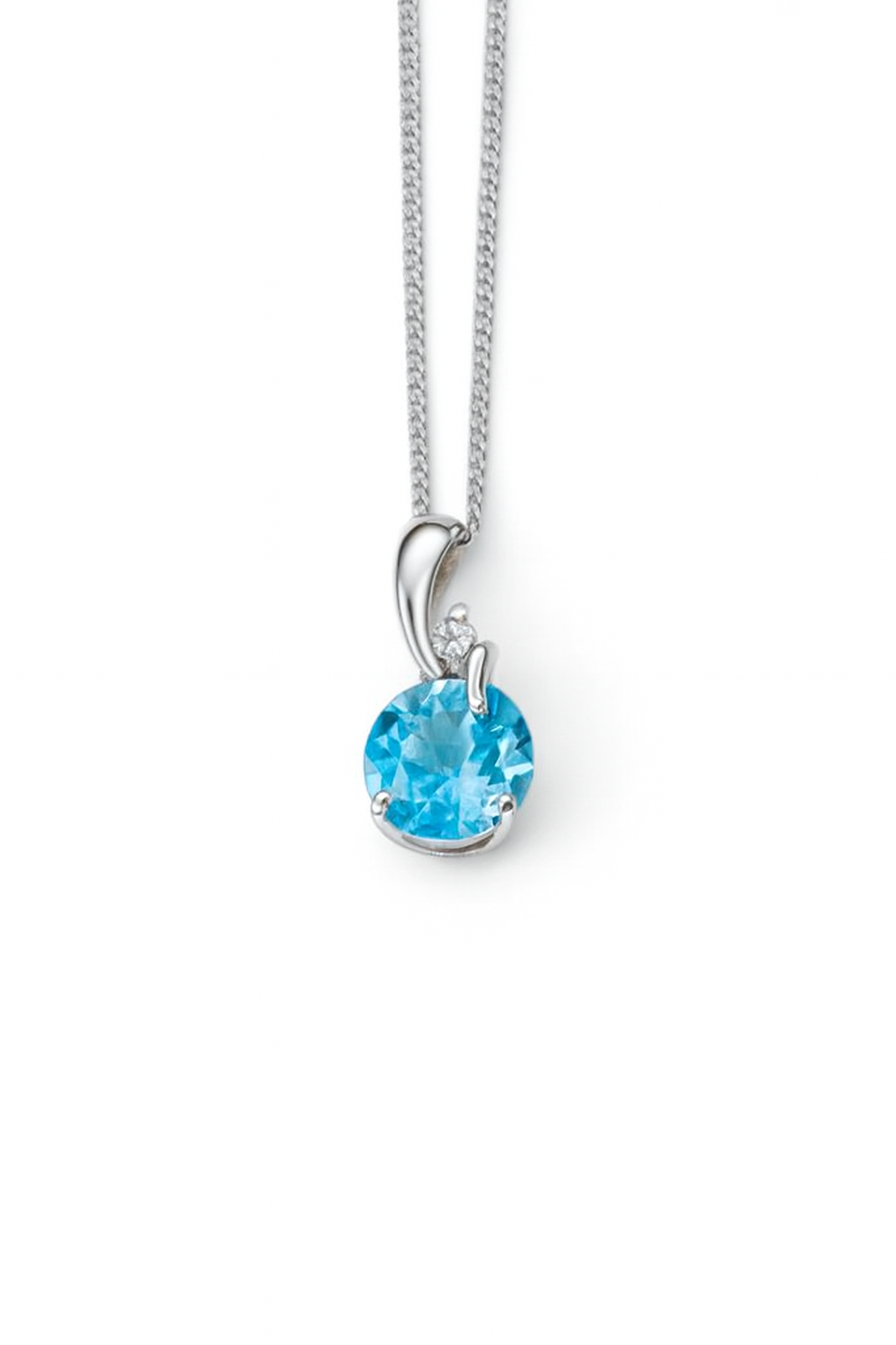 Blue Topaz & Diamond Twist Pendant on 9ct Gold Venetian Chain. PRE ORDER