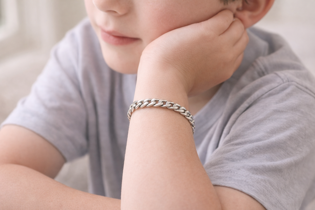 Sterling Silver Kids Curb Bracelet – 7mm Solid Chain (6.8g)